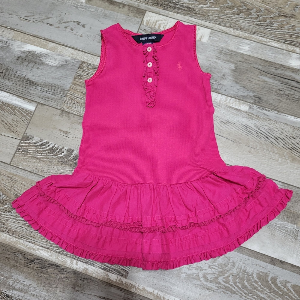 Baby Ralph Lauren Pink Ribbed Sleeveless Dress Size 18M